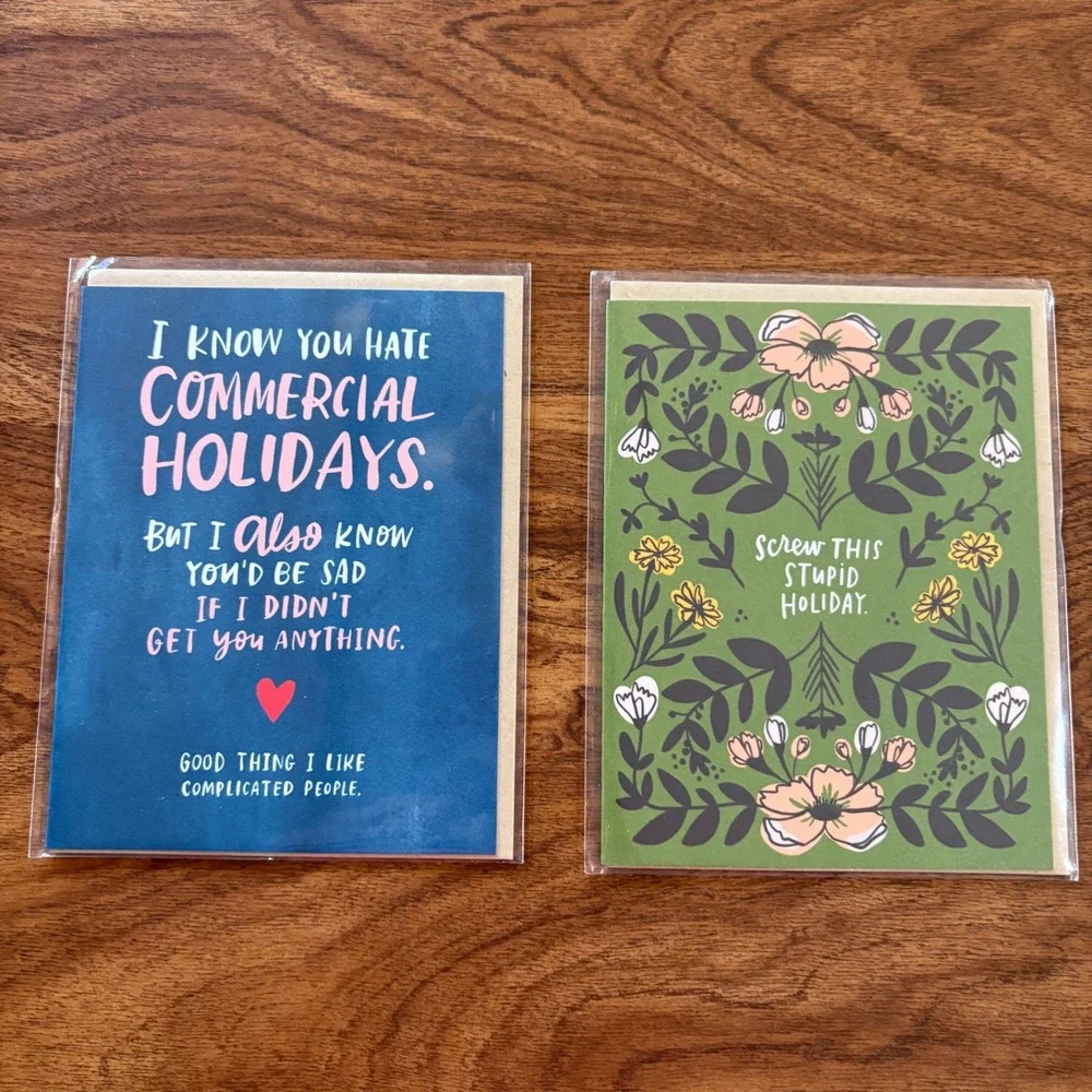 2 Funny Greeting Cards Commercial Holiday Humor Christmas Valentine's‎ Day